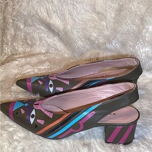 Marco Pini hand painted slingback shoes size 7